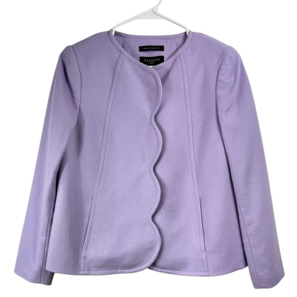 Talbots Petites Size 2P Blazer Jacket Wool Blend Scalloped Front Purple - Picture 1 of 8